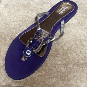 Simply Vera Vera Wang Purple and Silver Braided Thong Sandals